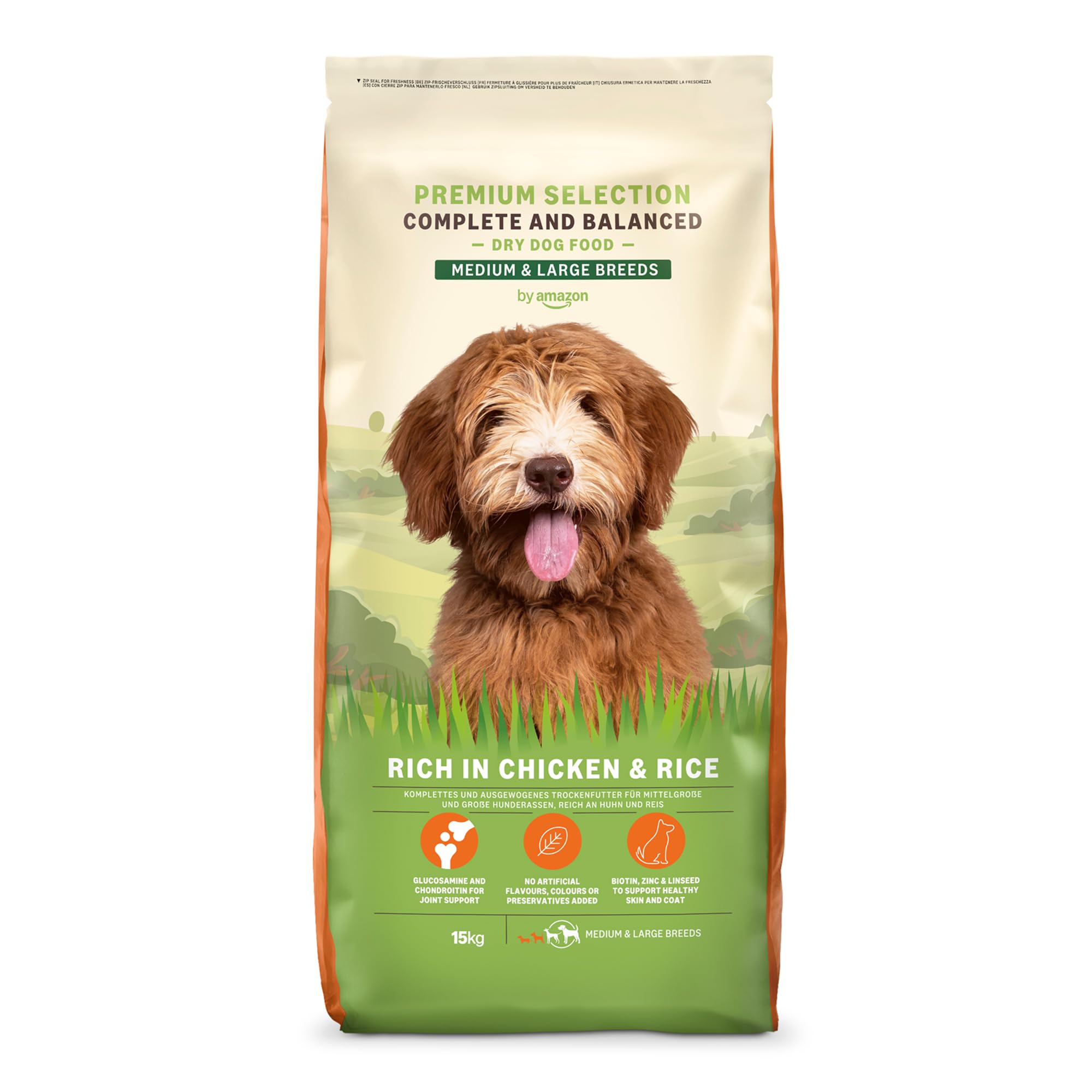 by Amazon Complete Dry Dog Food Rich in Chicken & Rice For Medium and Large Breeds, 1 Pack of 15kg (Previously a Lifelong brand, same product)