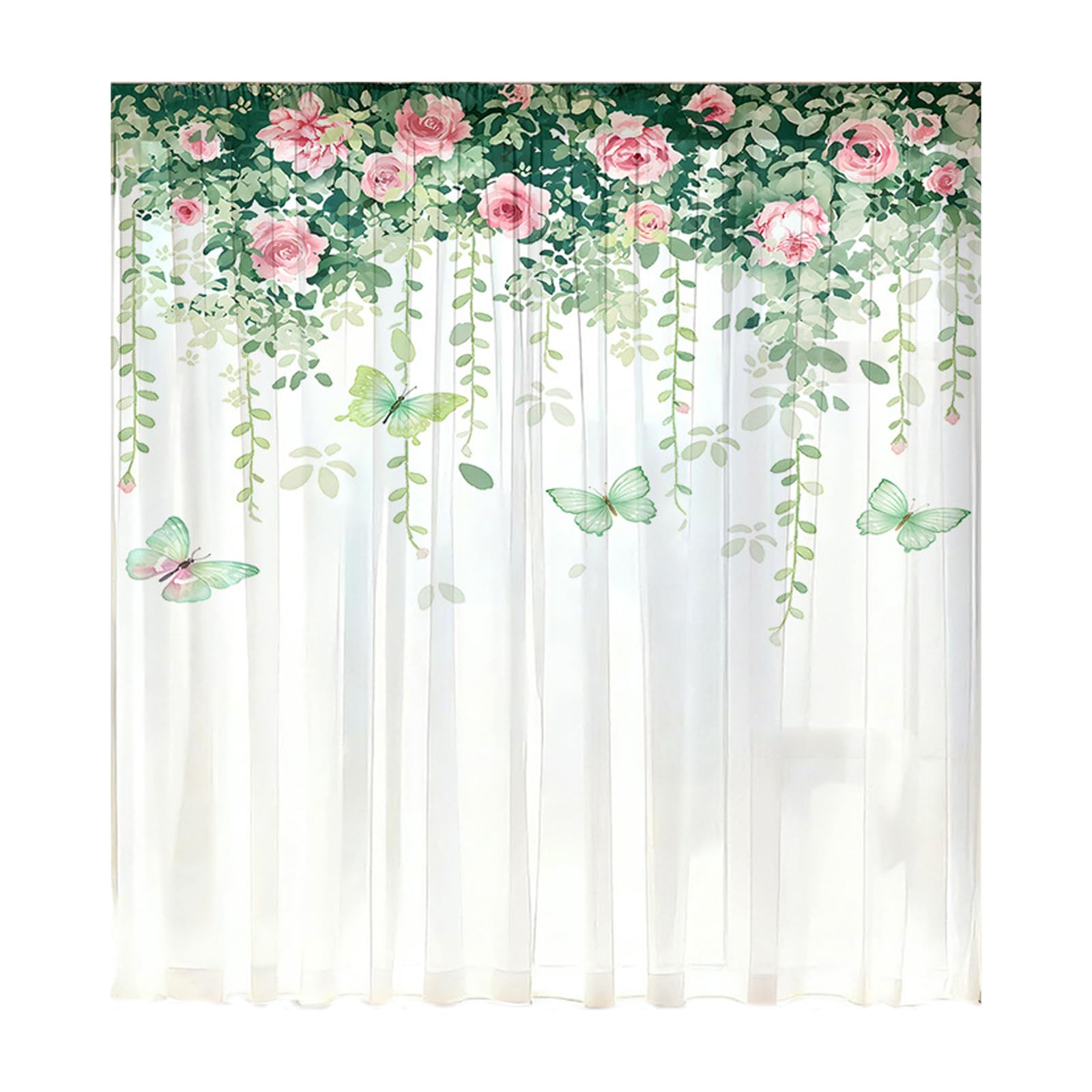 Kaeltsyn Print Sheer Curtain with Rod Pocket for Bedroom Privacy Light Filtering Polyester Window Voile Panel