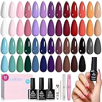 Vista 9 de Beetles - Kit de esmalte de uñas de gel con capa base y capa superior, neutro, marrón, rosa, gris, verde, blanco, negro, con brillantina, juego