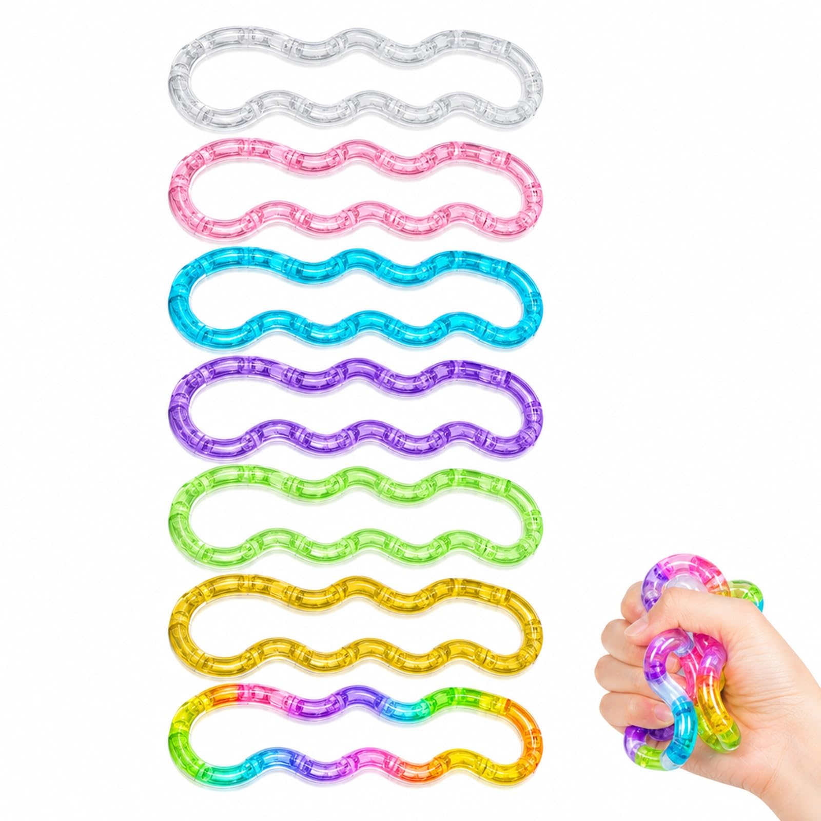LIMZABE Twisty Fidget Toy Set, 7 Transparent Twisty Sensory Fidget Toys