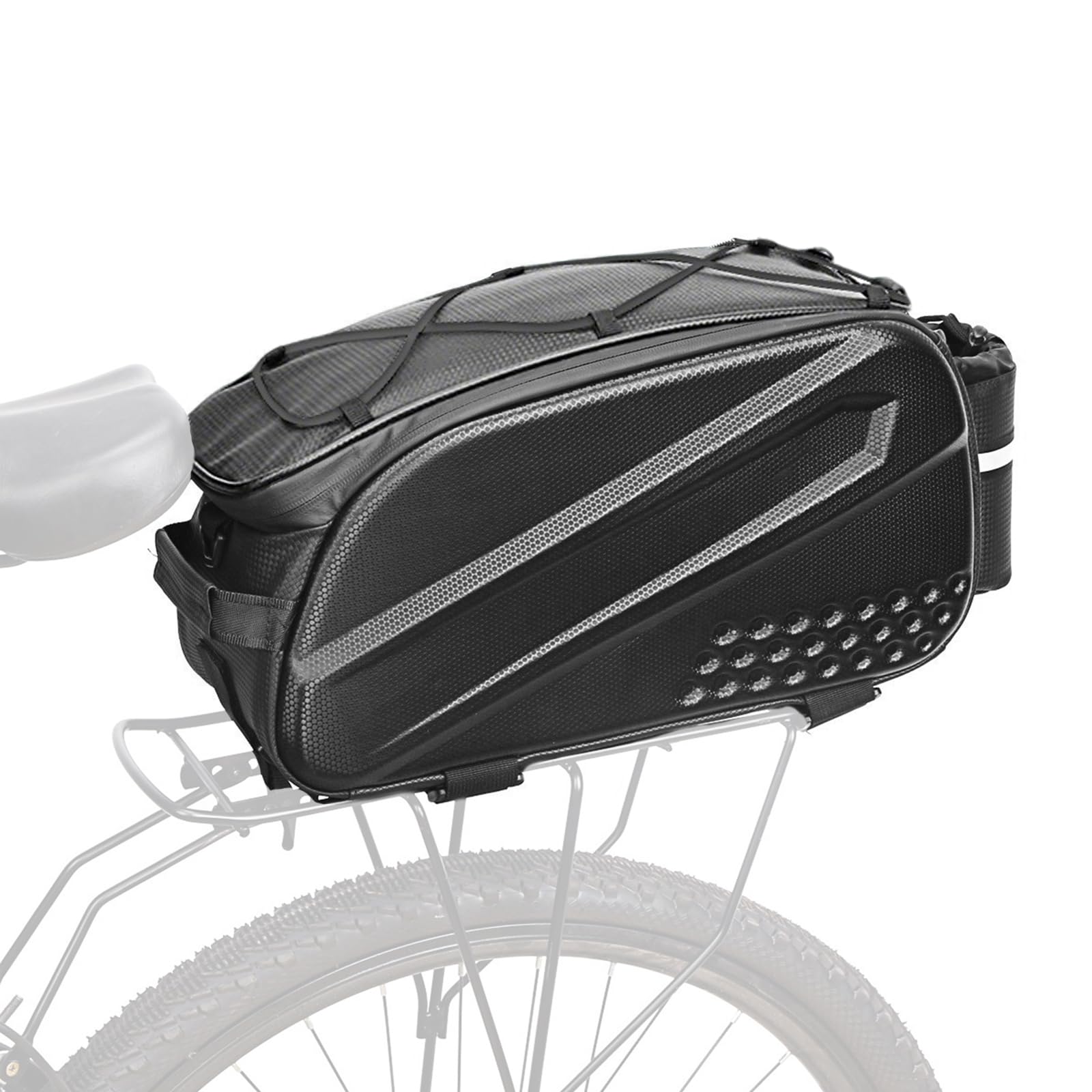 Borsa Bici 3 in 1 Portapacchi 10L, Impermeabile & Riflettente Borsa Posteriore, Borsa da Bici Multifunzionale per Portapacchi (Nero)