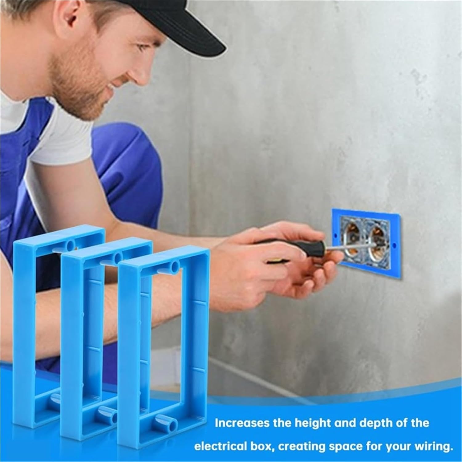 6 Pcs 1/2Inch Single Gang Receptacle Outlet Box Extenders with Screws Electrical Extender