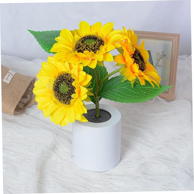 Muzrunq .Sunflower Table Lamp Sunflower Bedside Lamp 3 Heads Sunflowers Lamp LED Sunflower Table Light Flower Desk Lamp Birthday Gift for Home Decor. photo 2