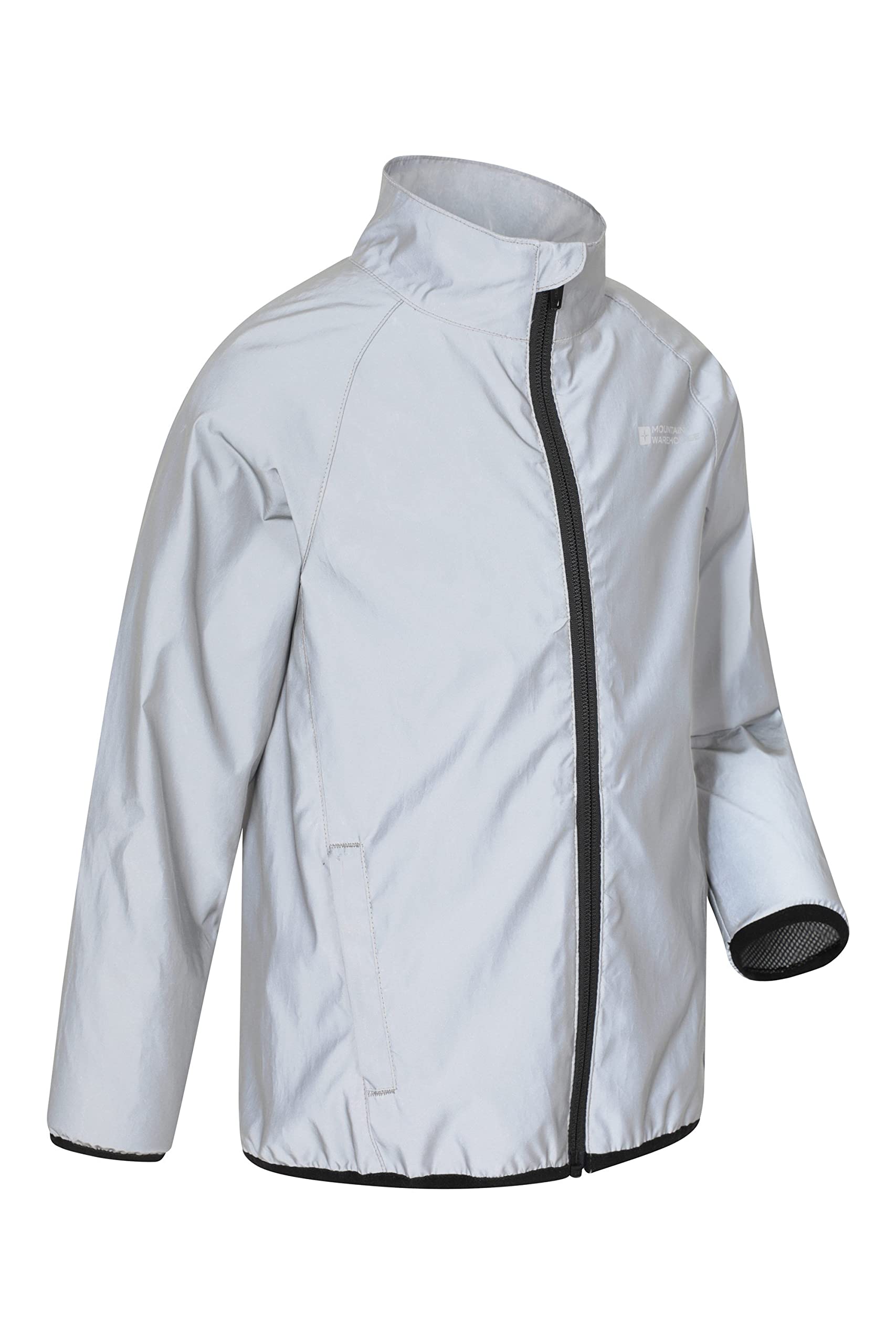Mountain Warehouse Wasserabweisende 360 reflektierende Jacke für Kinder – weit sichtbar, atmungsaktives Netzfutter, Reißverschlusstaschen – Laufen und Reisen