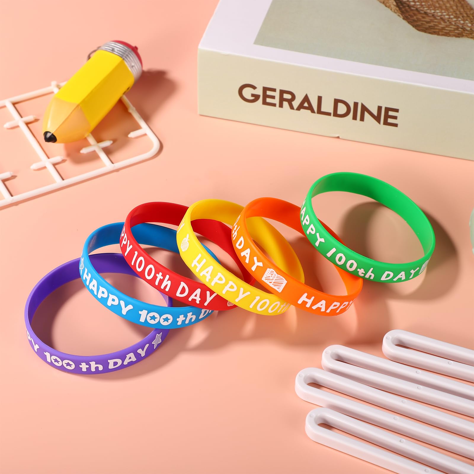 72 braccialetti in silicone colorati per il 100° giorno