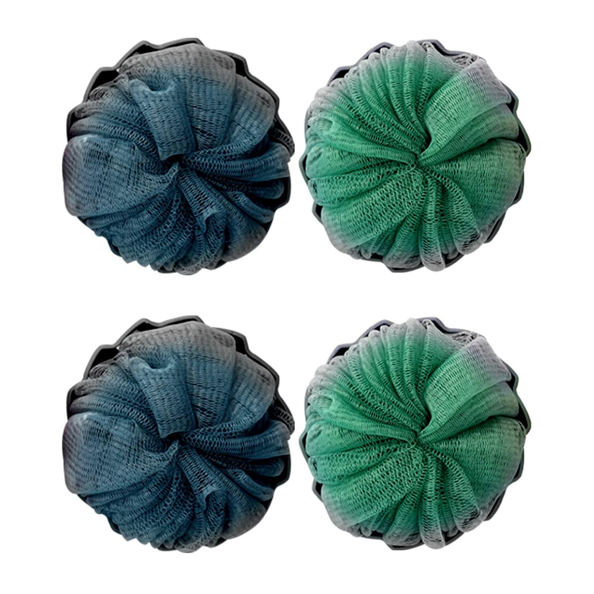4 szt. Kąpiel pod prysznic Loofah pufa gąbka z siatki pufa piłka pod prysznic miękka kulka do szorowania ciała złuszczająca gąbka do kąpieli ręcznik do mycia ciała dla kobiet mężczyzn dziec