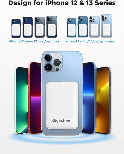 Miniatura 8 de Gigastone Cargador magnético inalámbrico portátil de 5000 mAh, batería magnética de entradasalida tipo C, carga rápida de hasta 3A15W para iPhone