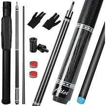 AKLOT Carbon Fiber Pool Cue Stick 58", Billiard Cue Sticks 19-19.5oz, Low Deflection Billiard Stick with 12.5mm Tip, Professional Carbon Fiber Pool Sticks for Adults