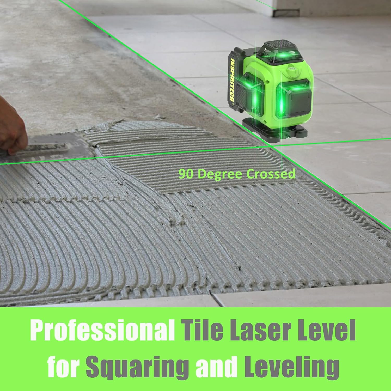 Laser Level 360 Self Leveling with Hard Case & Remote, 4x360 Rechargeable Green Line Laser for Framing Wall Ceiling Floor Tile