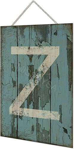 Vista 327 de Letrero colgante de madera con letra A, letrero de madera, decoración del hogar, 26 letras del alfabeto de metal, placa de madera, decoración