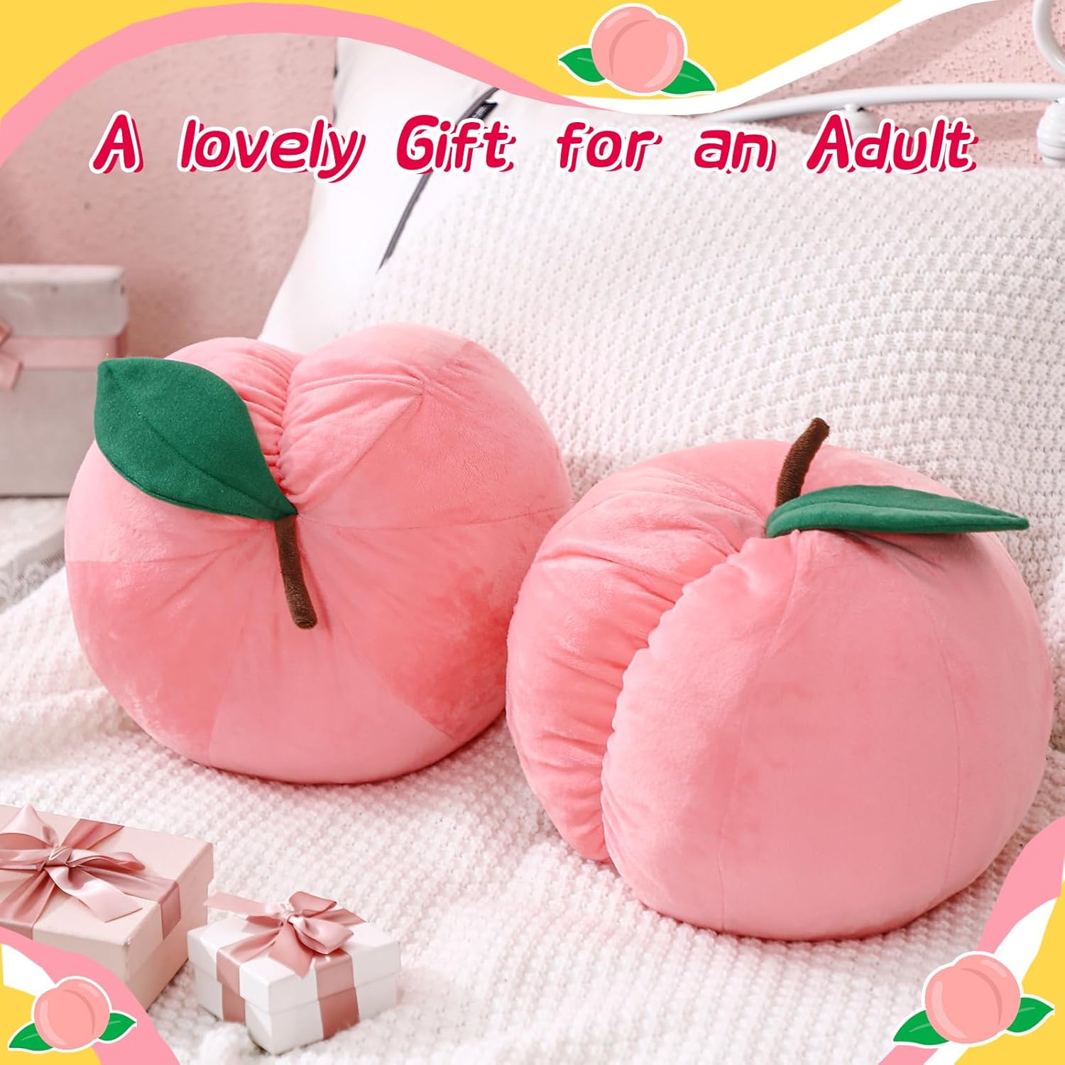 Beeveer Peach Plush Decorative Gift Cute Fruit Plush Pillow Kawaii Hugging Plushies Soft Novelty Cushion Seat Home Room Decor