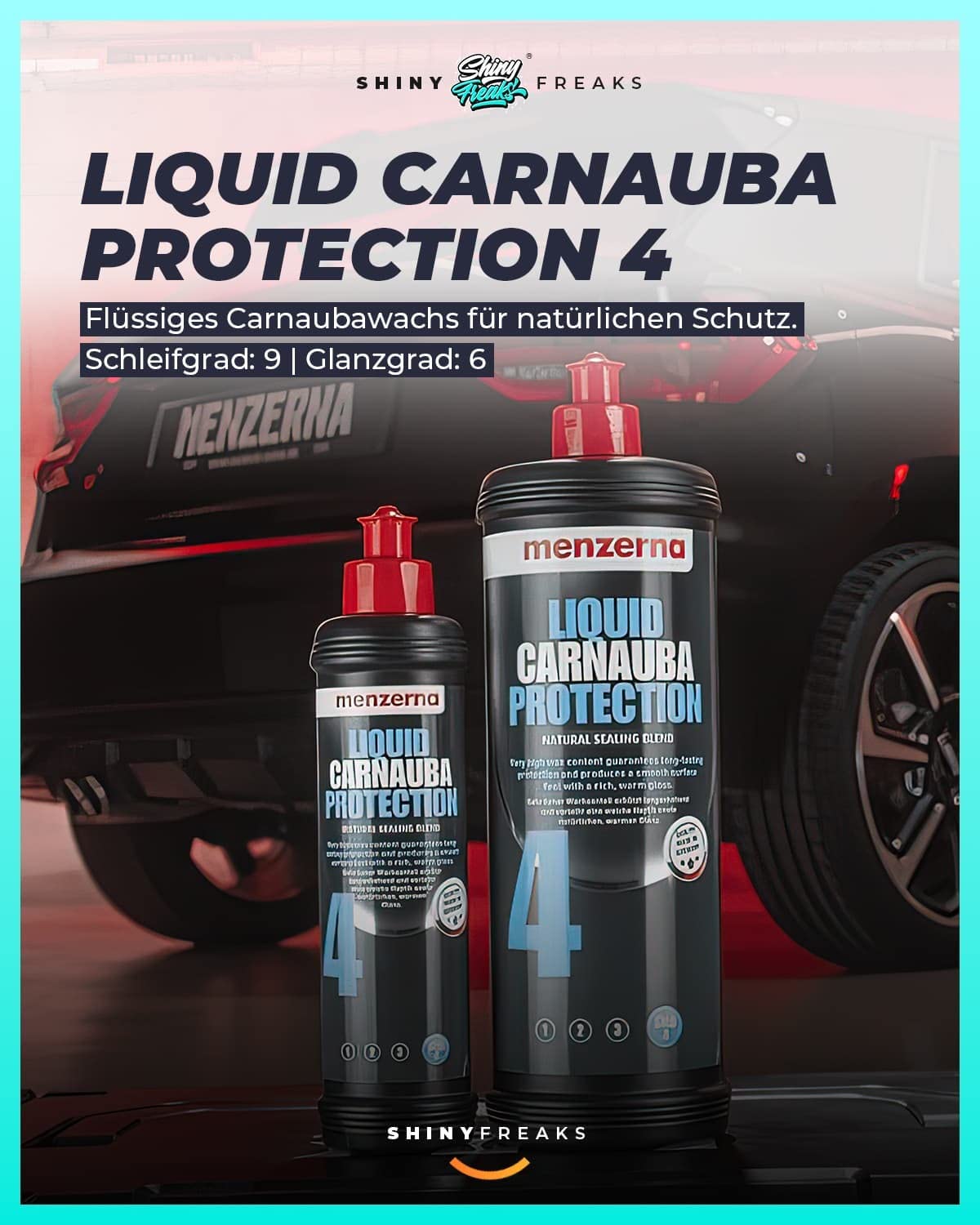 Autopolitur Set: Menzerna Liquid Carnauba Protection Wachs-Versiegelung (1L) - Schütz langanhaltend & erzeugt eine glatte Oberfläche - Auto polieren, Politur, Glanz, Exzenter, Rotation | 6-teilig