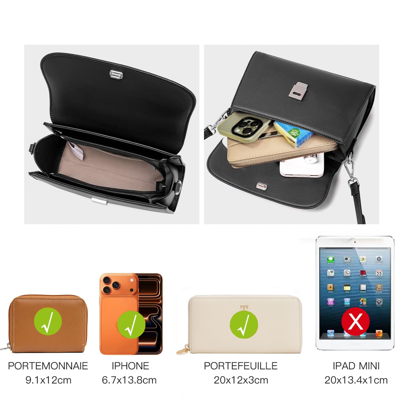 David Jones - Damen Umhängetasche Mittelgroß - Frau Handtasche Klappe mit einem Henkel PU Leder - Modische Schultertasche Henkeltasche - Elegante Stilvolle Tasche Alltag Crossbody Bag