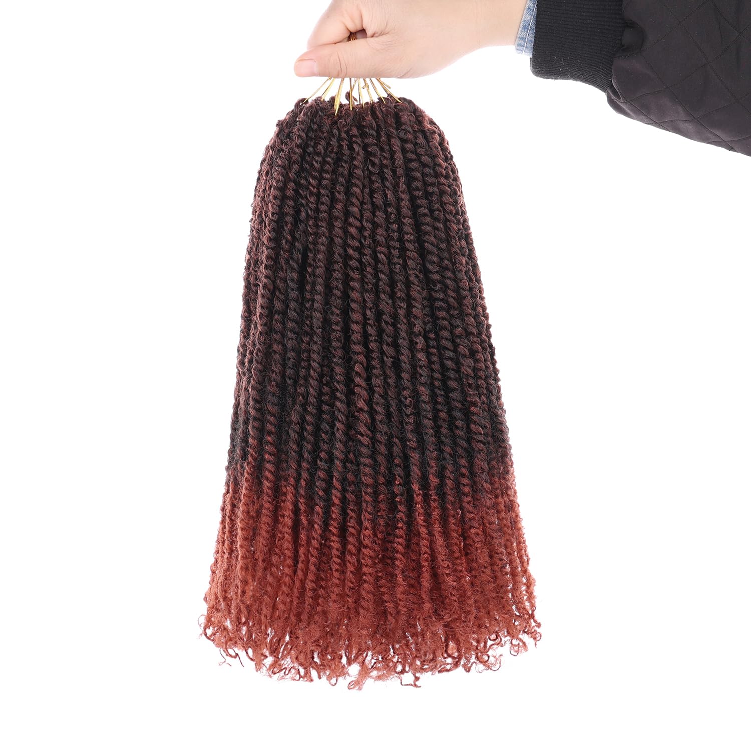 Mscat 12 Inch 9Packs Micro Twist Crochet Hair Bob Crochet Braids Pre looped Ombre Red Mini Passion Twist Mini Senegalese Twist Crochet Hair Micro Braids Crochet Hair Extensions T350#