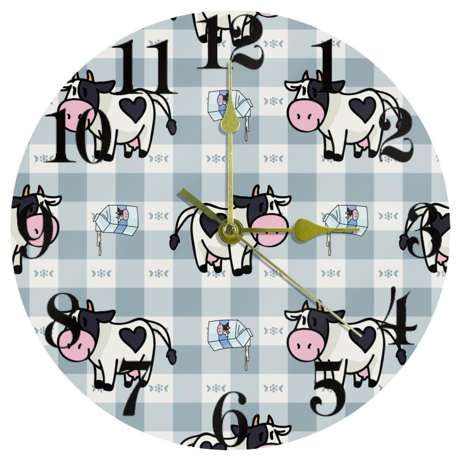 Horloge murale vache sans tic-tac mouvement à quartz précis pour bureau