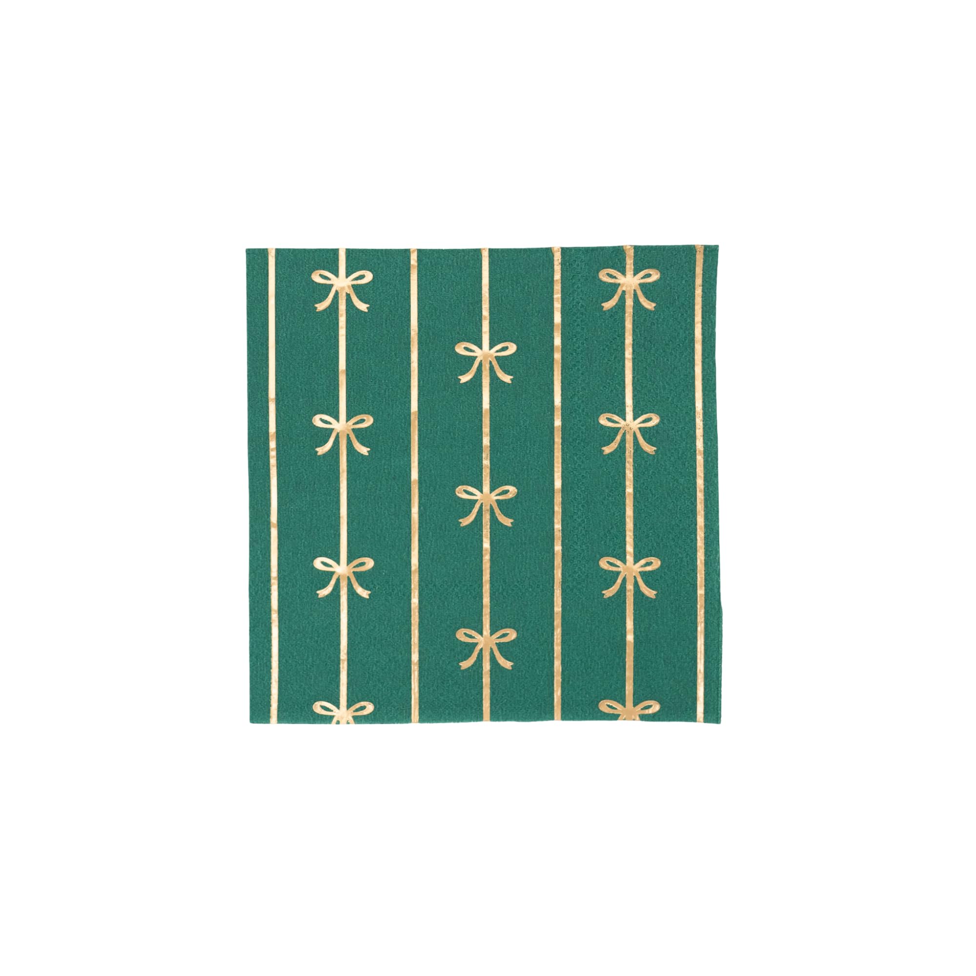 Bonjour Fete Emerald Green Gold Bow Small Paper Napkins | Premium Party Table Decor, Holiday Decorations | Happy Birthday Decorations, Cocktail