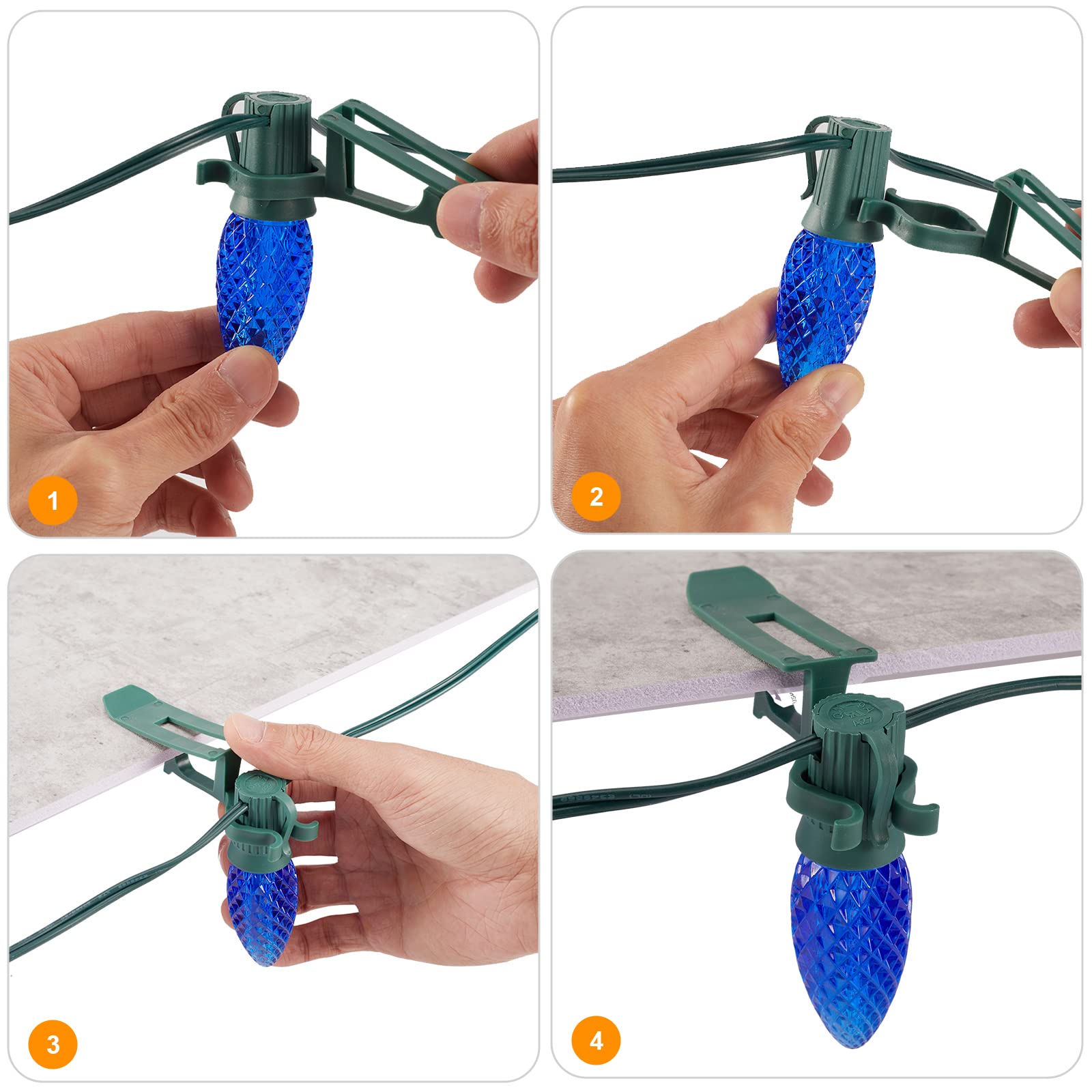 C9 LED Quick Clip Christmas Lights, 25Ft Multicolor String Lights with 25 LED Strawberry Bulbs, Connectable Waterproof Christmas Lights for Indoor Outdoor Roofline Patio Xmas Decoration, Multicolor