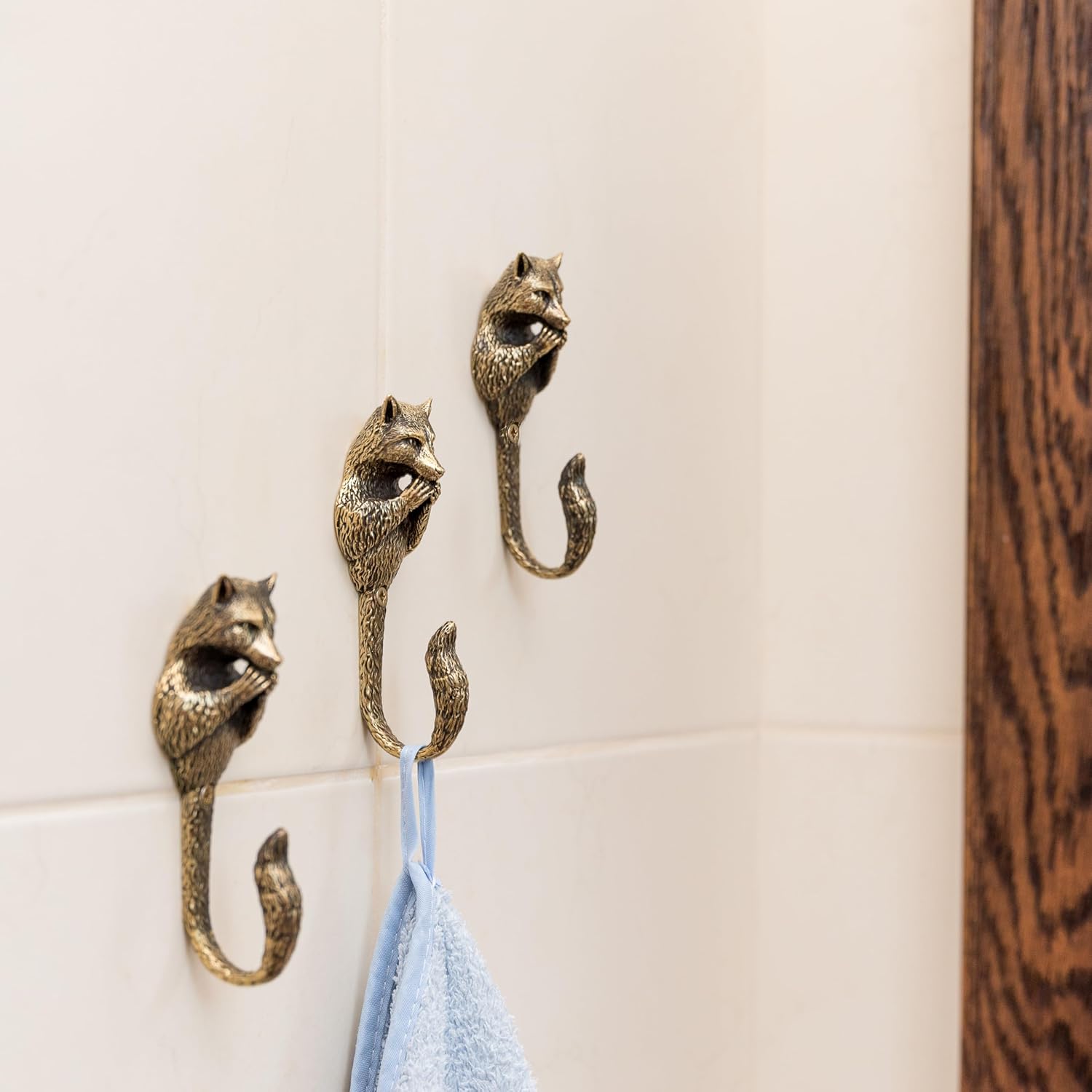 Raccoon Hanger Holders Storage Racks. Handmade. for Kitchen Living Room Bathroom Bars Hotels. Rack Hangers for Hanging Coats Towels Keys Hats Purse Backpacks. Unique Design. Brass