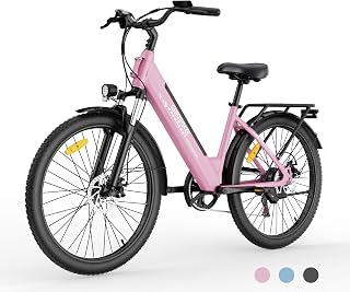 City E Bike für Damen und Herren,26‑Zoll E-Bike mit niedrigem Einstieg für Erwachsene, Reichweite bis 90 km, 7‑Gang‑Schaltung, Abnehmbarer 36V‑13Ah Akku, Höchstgeschwindigkeit 25 km/h