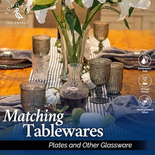 Miniatura 8 de Yungala Smokey - Paquete de cristalería negra – Vasos altos y vasos pequeños para beber – Juegos de cristalería negra a juego con diseño de girasol