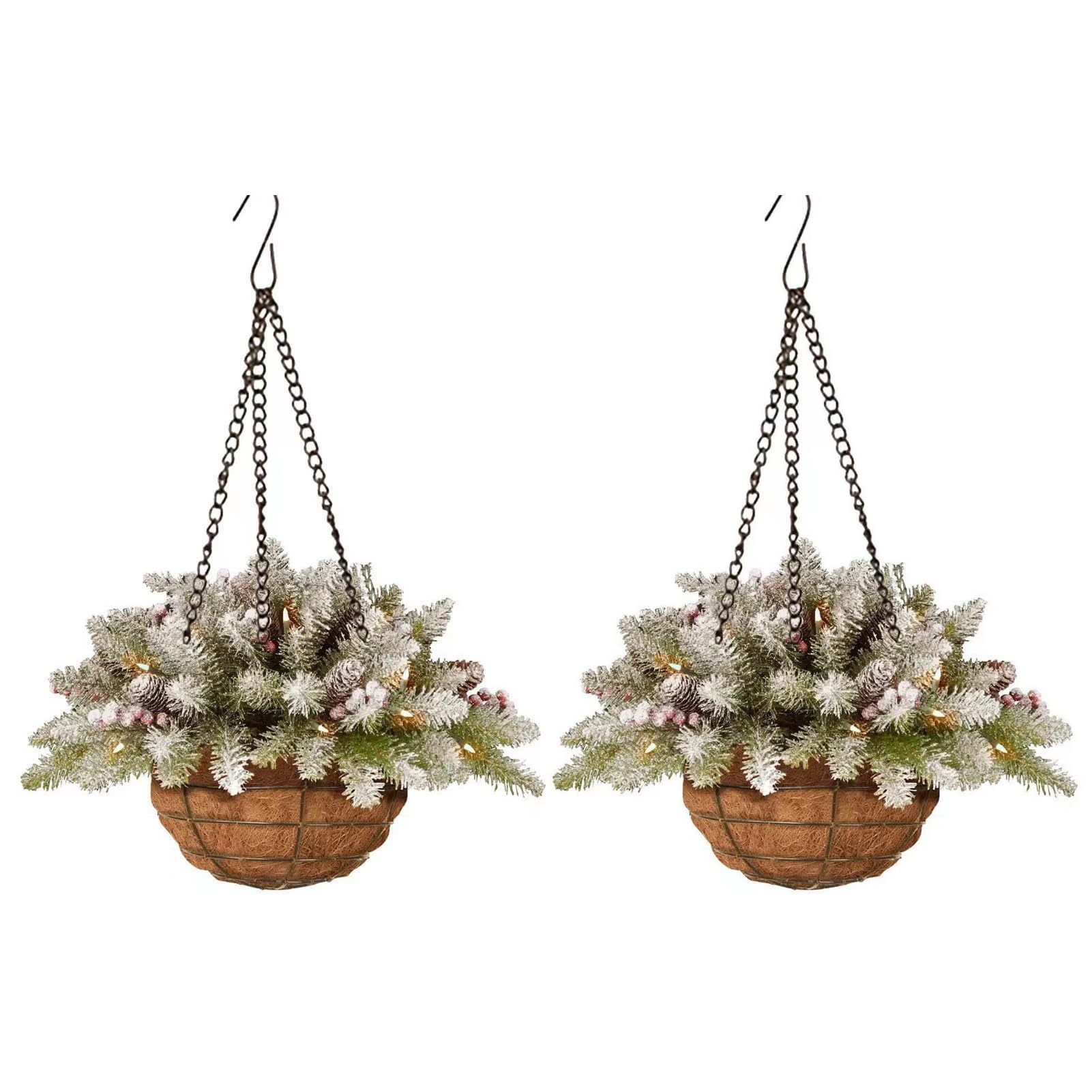 Décorations de Noël artificielles de 30cm pour extérieur avec pommes de pin et baies givrées x2