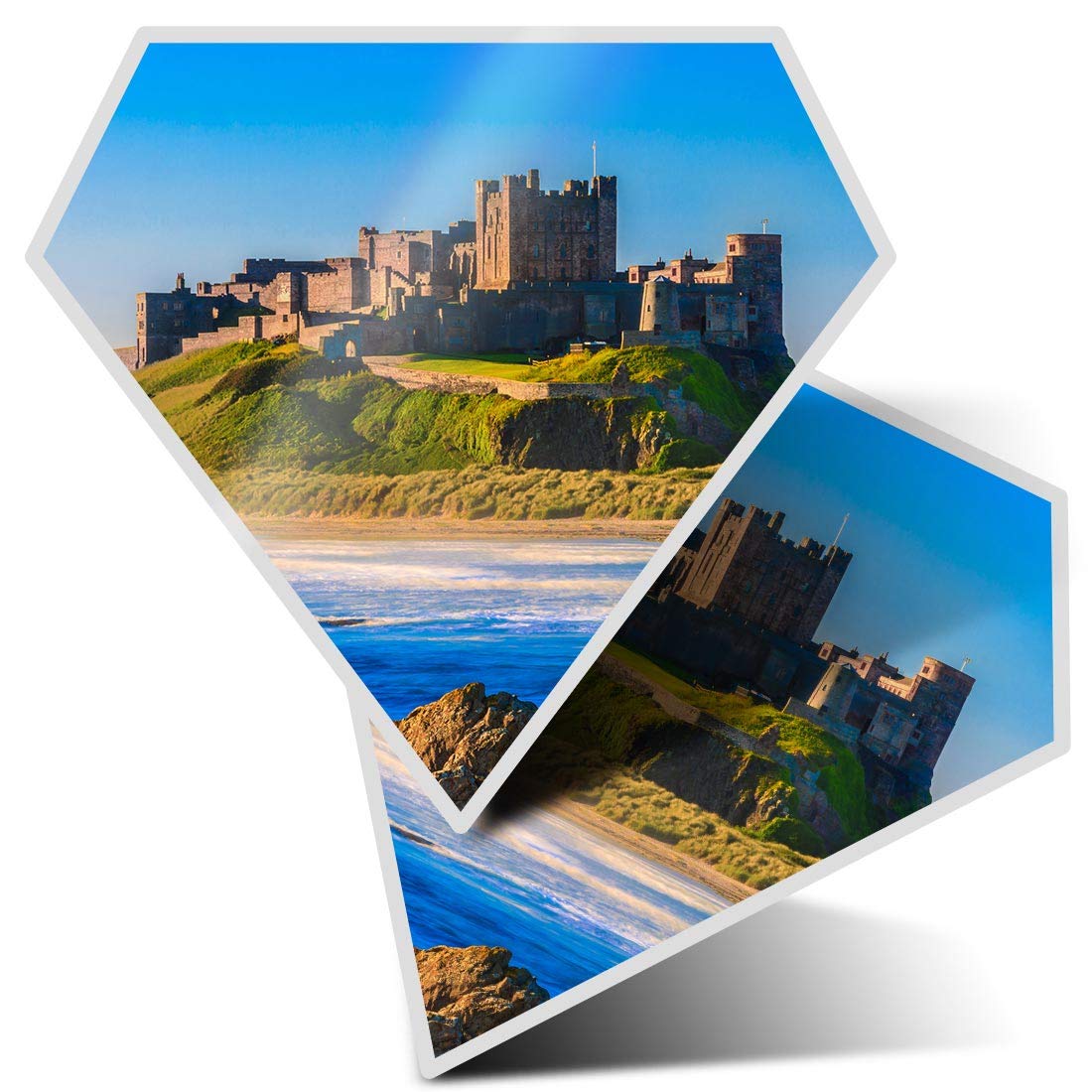 2 x Diamond Stickers 7.5 cm - Bamburgh Castle England UK Fun Decals for Laptops,Tablets,Luggage,Scrap Booking,Fridges, #3078