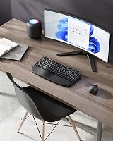 OMOTON Vezeték Nélküli Ergonomikus Billentyűzet - Wave Keys, 2.4G USB, Csuklótámasztóval, Német QWERTZ Kiosztás, Fekete 6