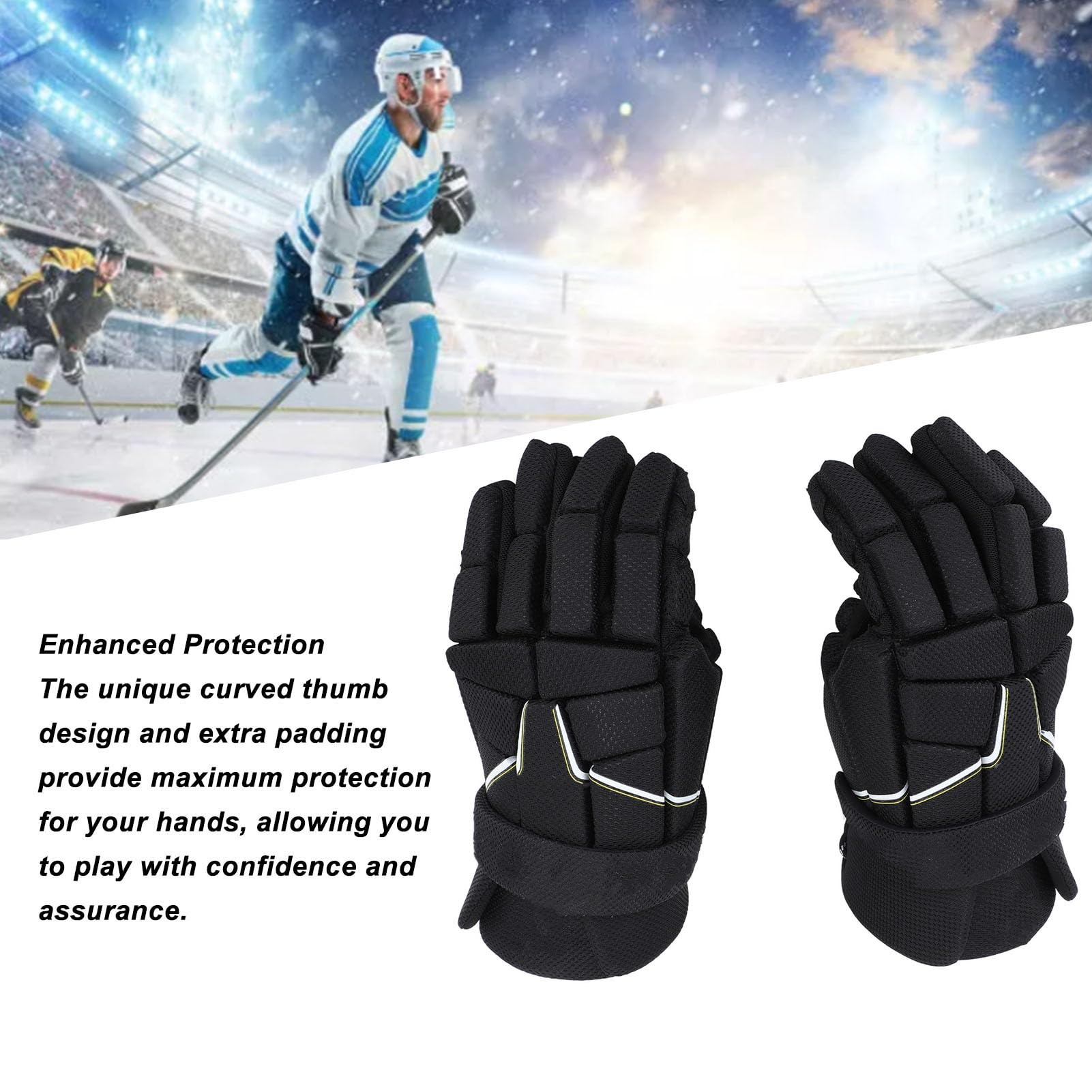 Gants de Hockey Sportif pour Hommes Non glissants hocket légers de Hockey extérieur léger pour Hockey à Rouleaux de Rue glacée