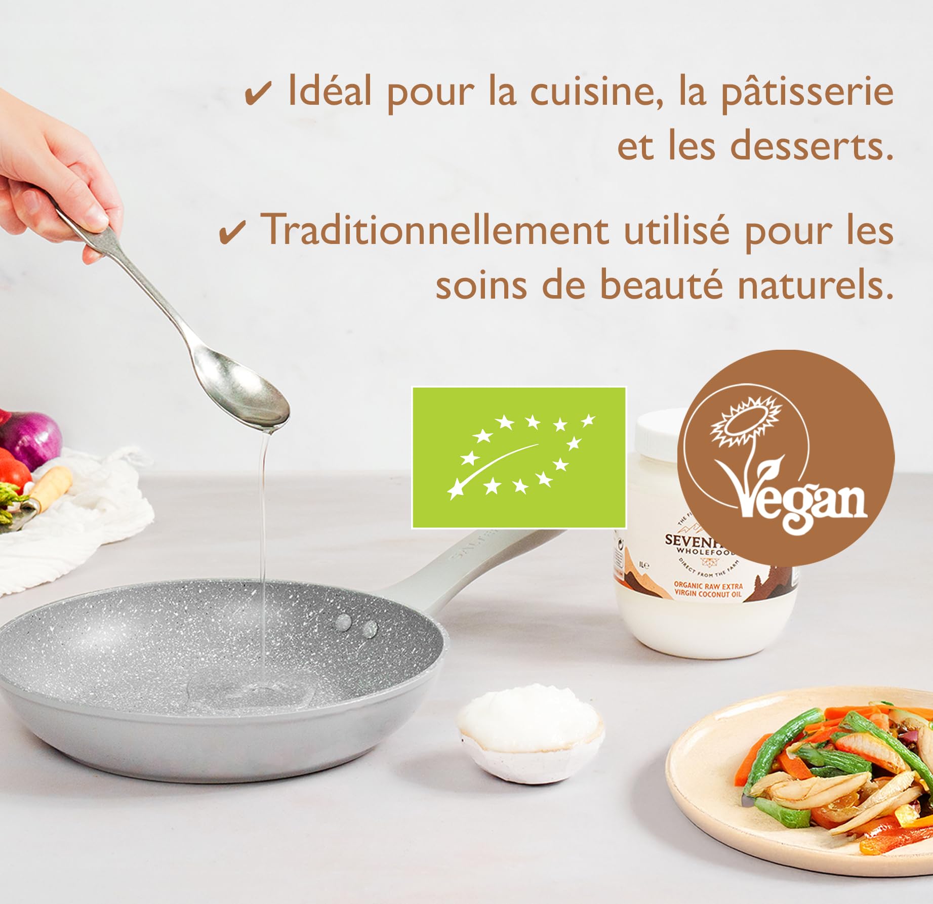 Sevenhills Wholefoods Huile Extra Vierge De Noix De Coco Bio 5L, Pressée à Froid, Pour Cuisine, Peau et Cheveux