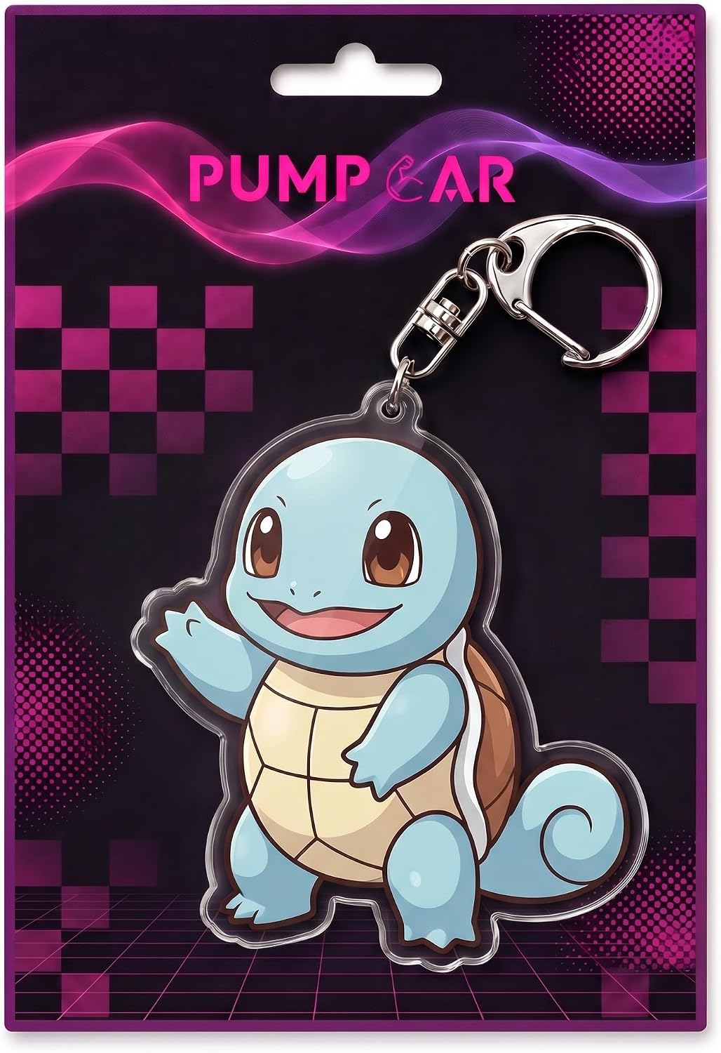 PumpCar Acrylic Keychain 2-inch Double-Sided Charm Key Ring with Metal Clip Backpack Charm Bag and Car Key Accessory
