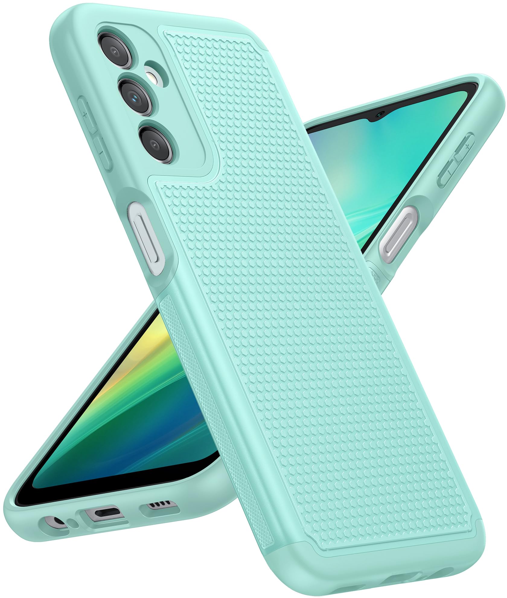 FNTCASE for Galaxy A14-5G Phone Case: Samsung Dual Layer Non Slip Cover | Military Grade Shockproof Drop Protection, Matte Textured Protective Cases for Daily Use, Mint Green