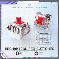 Vista 18 de RisoPhy Teclado mecánico para juegos, RGB de 104 teclas ultradelgado con retroiluminación LED USB con interruptor azul, teclas ABS duraderas, Negro