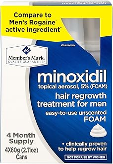 Member's Mark Minoxidil Topical Aerosol 5% Unscented FOAM Hair Regrowth Treatment for Men Rogaine (4 Month Supply)