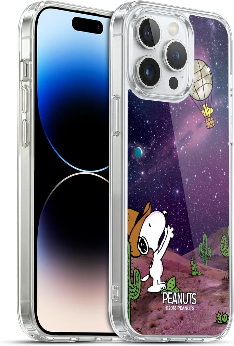 Head Case Designs Officially Licensed Peanuts Nebula Balloon Woodstock Snoopy Space Cowboy Gel Case [Military Grade Protection] Compatible with Apple iPhone 14 Pro Max and Compatible with MagSafe