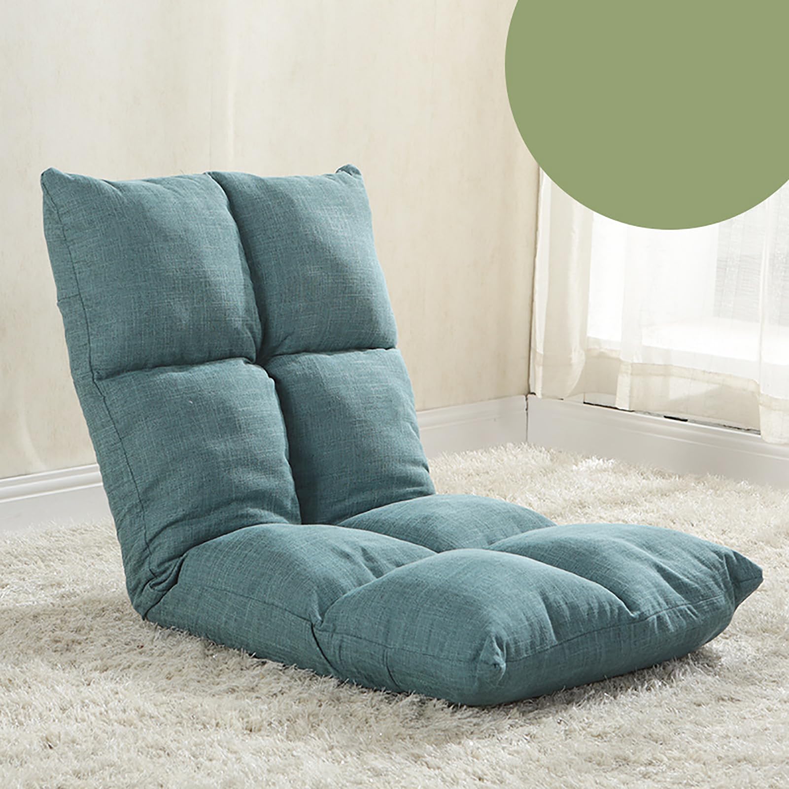 NakeahFloor Folding chair, Gaming Sofa Chair with 5 Adjustable Positions Portable Padded Lounge Chair with Backrest Lazy Sleeper Recliner,K