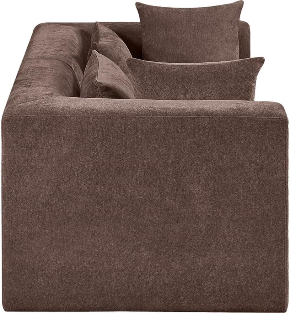 BOWERY HILL Contemporary Modular Loveseat, 76" Brown Chenille Polyester Fabric, Solid Wood Frame, 2-Piece Design, Hidden Attachment Latch, 570 GSM Upholstery, Living Room Seating, Durable Comfortable