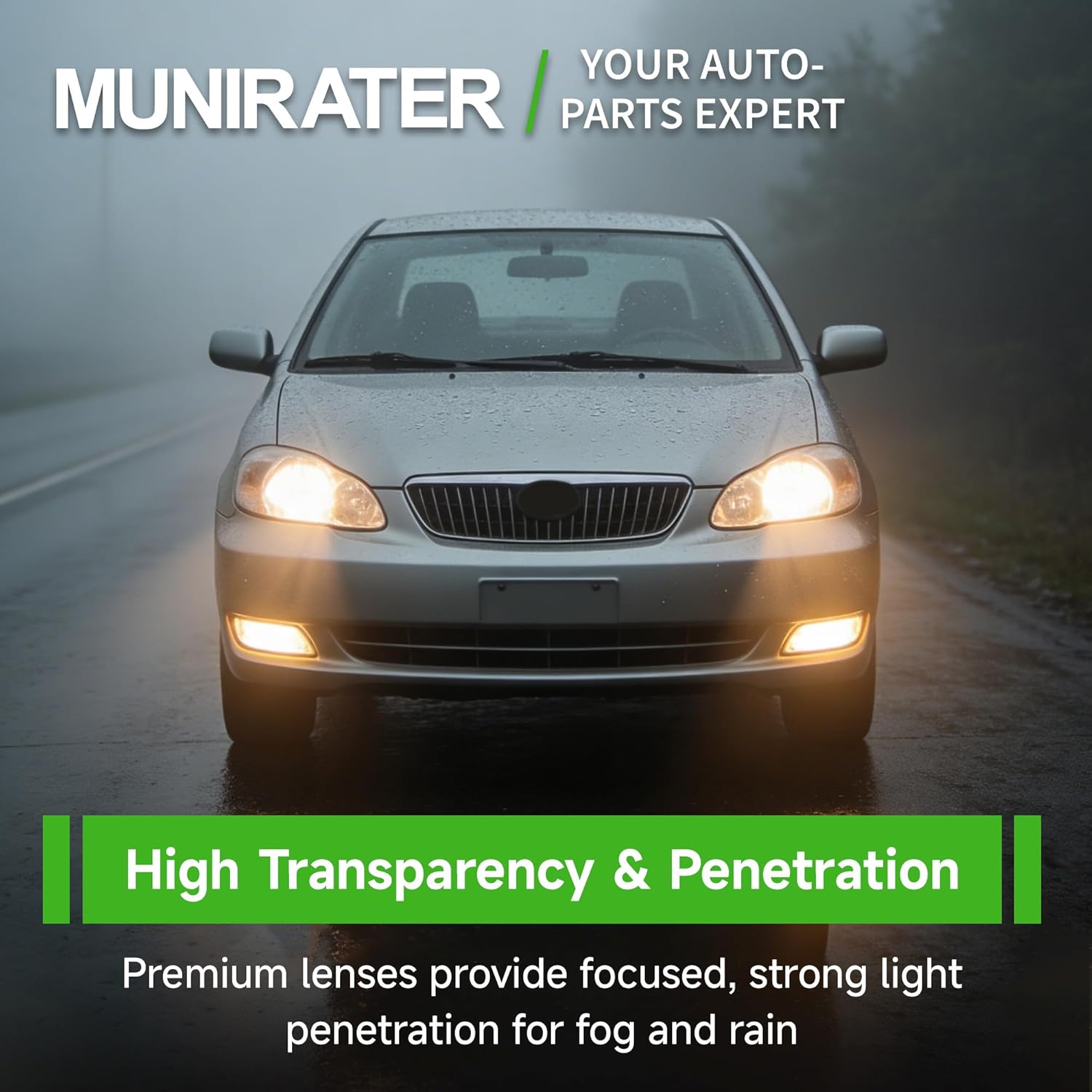 munirater Clear Lens Bumper Driving Fog Lights+wiring Kit+switch Replacement for Corolla 2005-2008/Camry 2002-2004/Solara 2002-2003