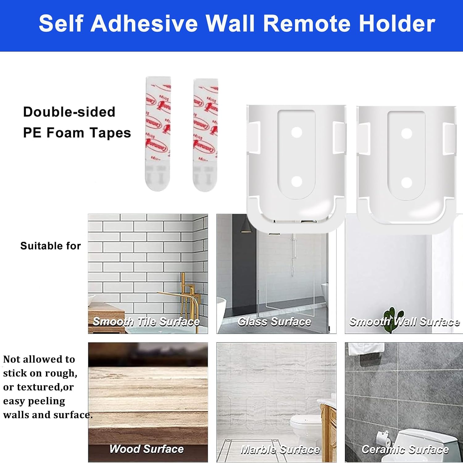 2PCS Fan Remote Control Holder Wall Mount for Hunter Ceiling Fan Remote | Compatible With Hunter 99770 /99813 /99392 /99372 /99729 /K6019-02 /K5579-02 / K5579-01/RC-82T /RC-81T (White)
