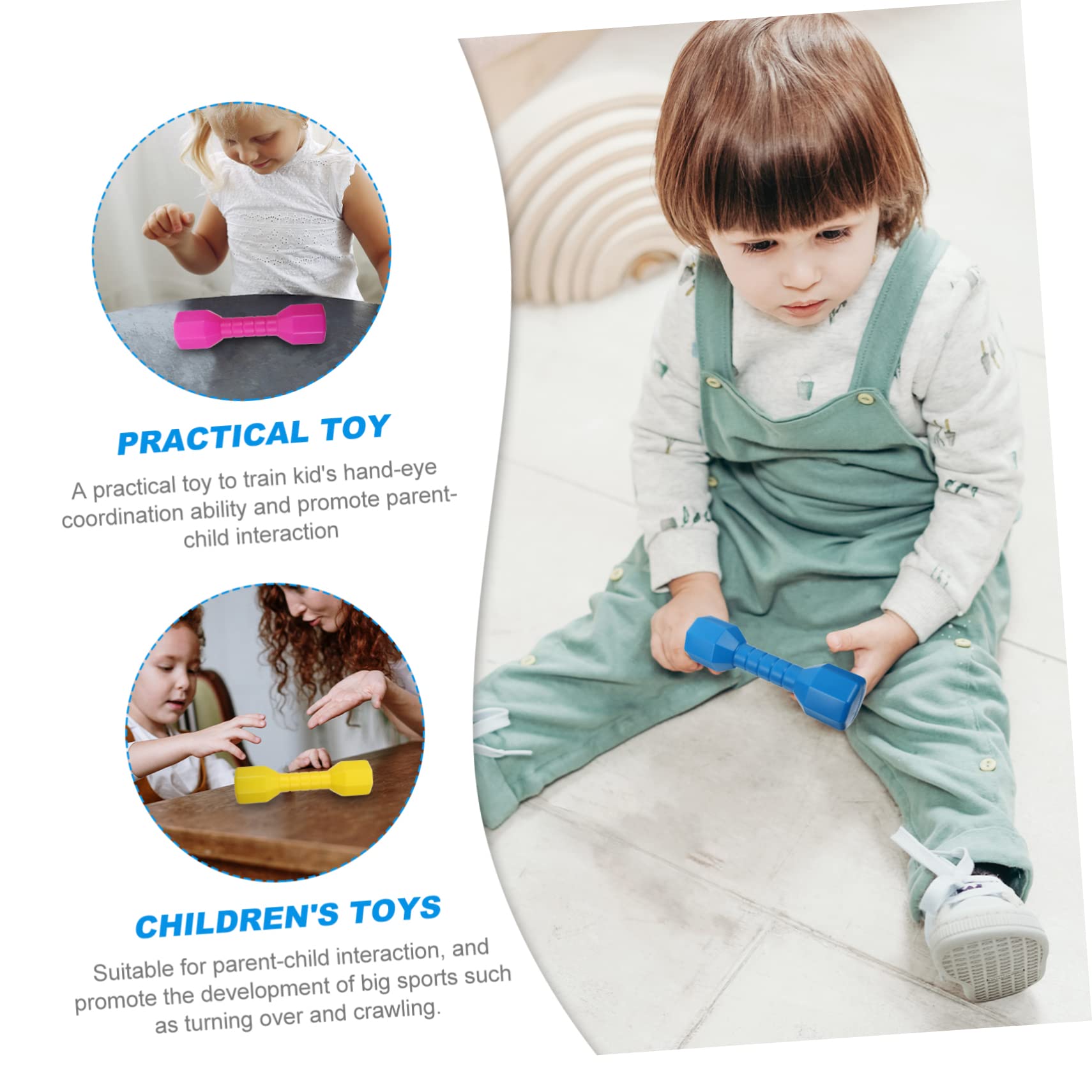 BRIGHTFUFU 5pcs Boy Girl Plastic Dumbbell Toy for Boy Girl Kindergarten Sports Equipment for Hand-eye Coordination and Grasping Skills Safe Pe Material