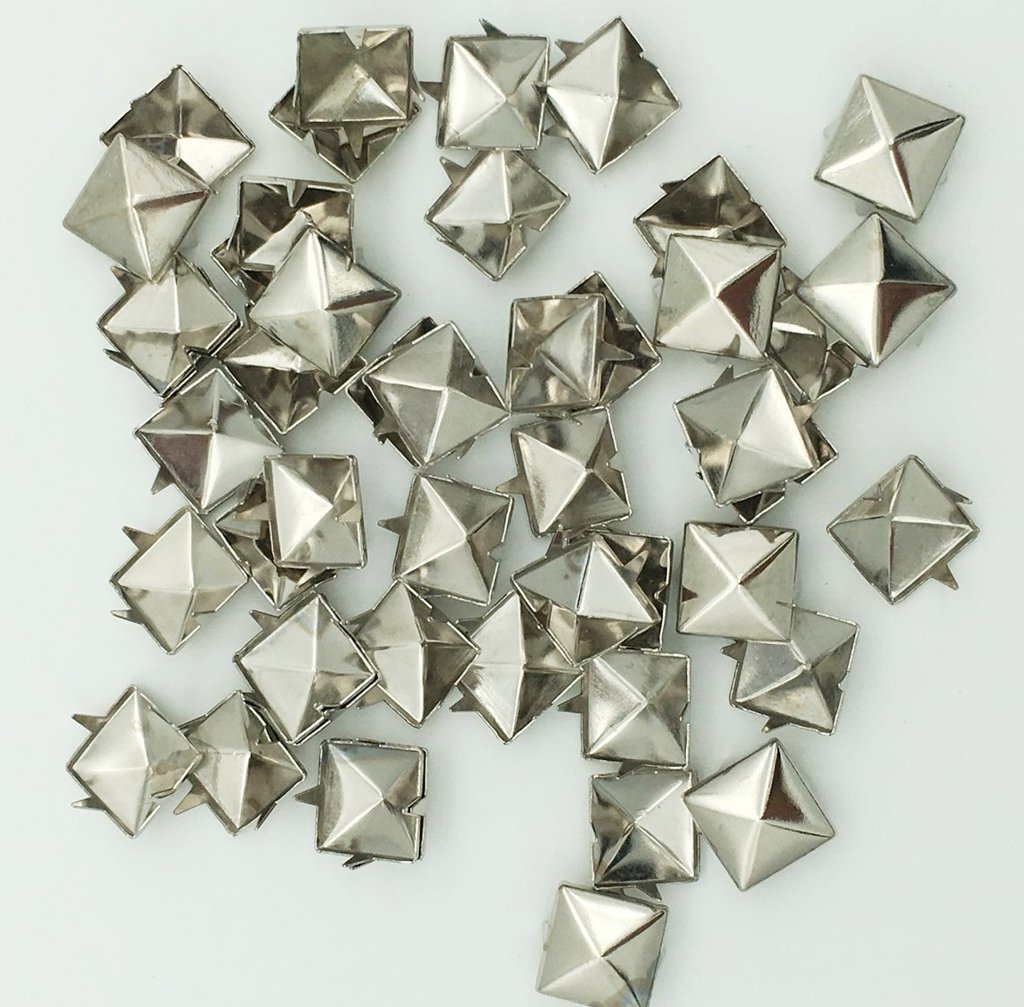 100pcs Square Pyramid Punk Rivets - 4 Claw Metal Studs For DIY Clothing, Shoes, Bags (10mm, Gold) - View #2
