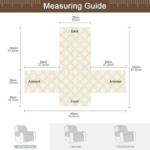 Miniatura 225 de TAOCOCO Funda para silla reclinable 100% impermeable, fundas antideslizantes para silla reclinable con bolsillo, protector de muebles lavable