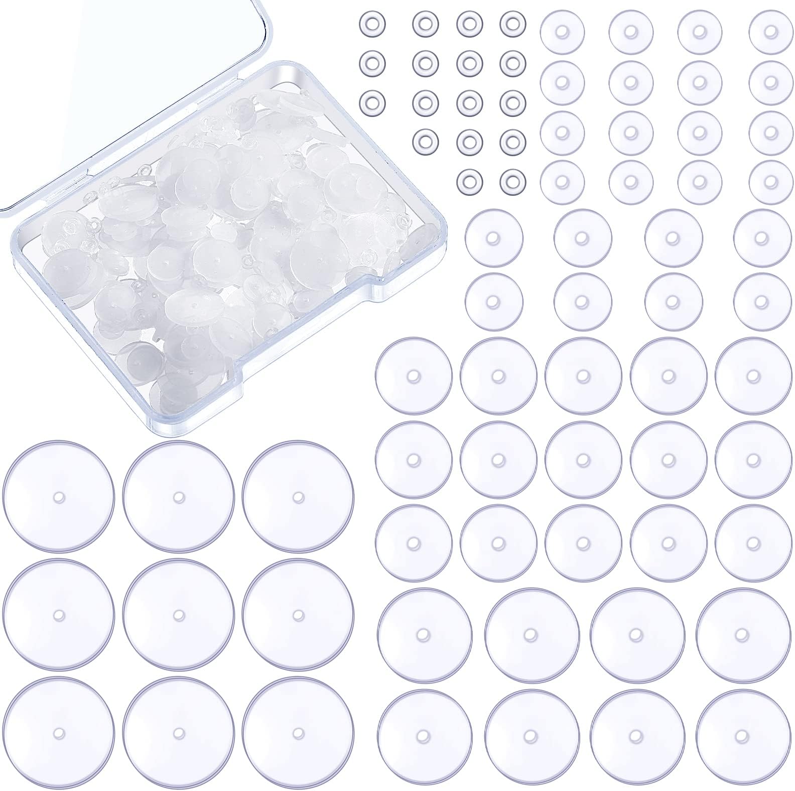 Wesiti 300 Pcs Clear Piercing Disc for Piercing Bump 3/5/7/9/11/13 mm Earring Backs Earring Supports for Heavy Earrings Silicone Discs Pads Stabilizer Cover Earring Stabilizer Discs, 6 Sizes