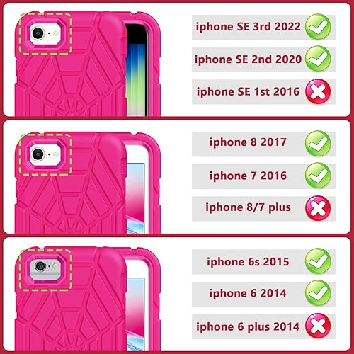Miniatura 9 de Grifobes Funda para iPhone SE 20222020, para iPhone 8766S con 2 unidades protector de pantalla de vidrio templado, resistente a los golpes, funda