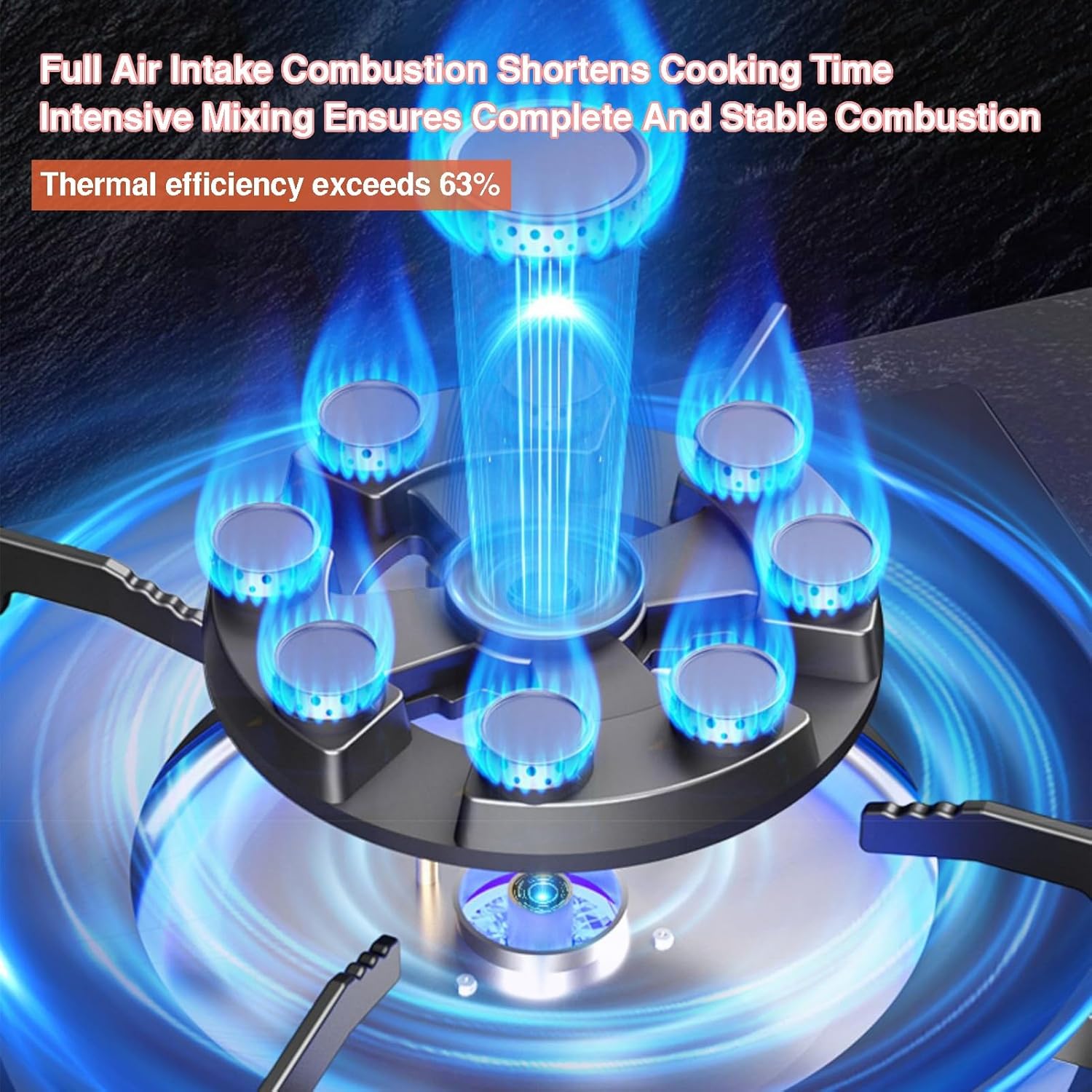 Single Burner Gas Stove,5.2kw 9-cavity High-heat Cooktop,with Flame Failure Protection and Windproof Pot Rack,NG/LPG Compatible for Kitchen Campervan(LPG)