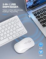 TECKNET Vezeték Nélküli Billentyűzet-Egér Szett, Német QWERTZ Kiosztás, 15m Hatótáv, Csendes Gombokkal, PC/Laptop/Smart TV Kompatibilis, Feh 2