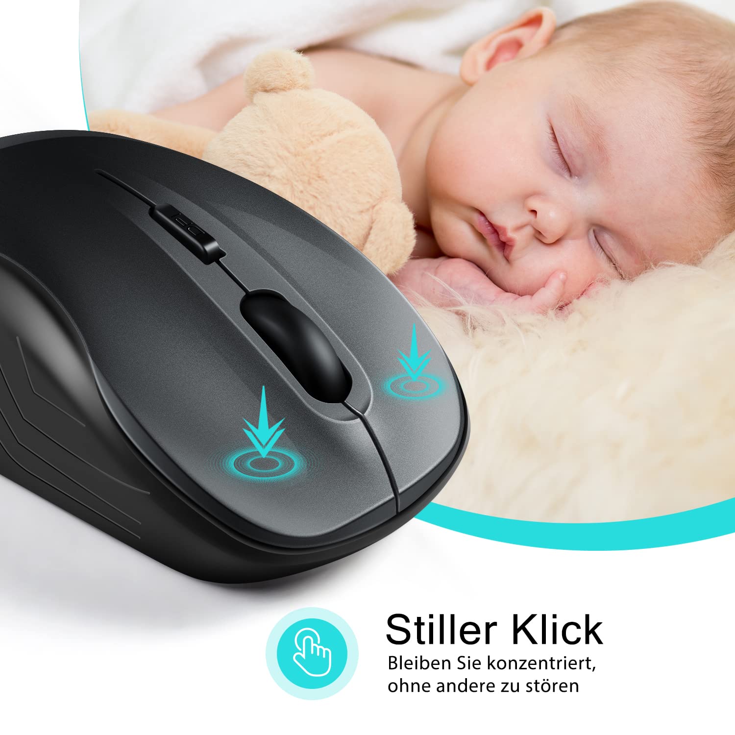 LeadsaiL Kabellose Maus Lila - 1600DPI, 2,4 GHz, 15 Monate Akkulaufzeit