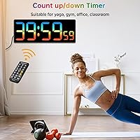 Vista 4 de Soobest - Reloj de pared digital con temporizador de cuenta regresiva remoto, temporizador eléctrico de segundos para gimnasio, sala de estar
