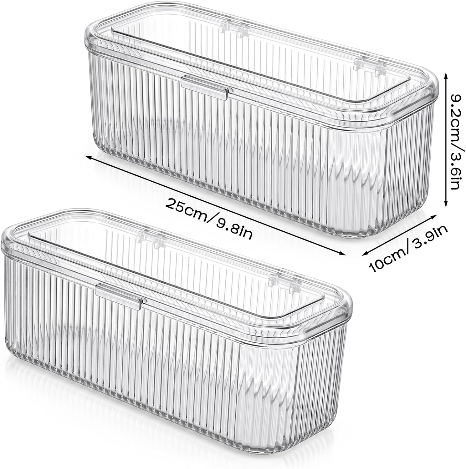2pcs Clear Acrylic Makeup Brush Holder, Cosmetic Display Cases for Vanity
