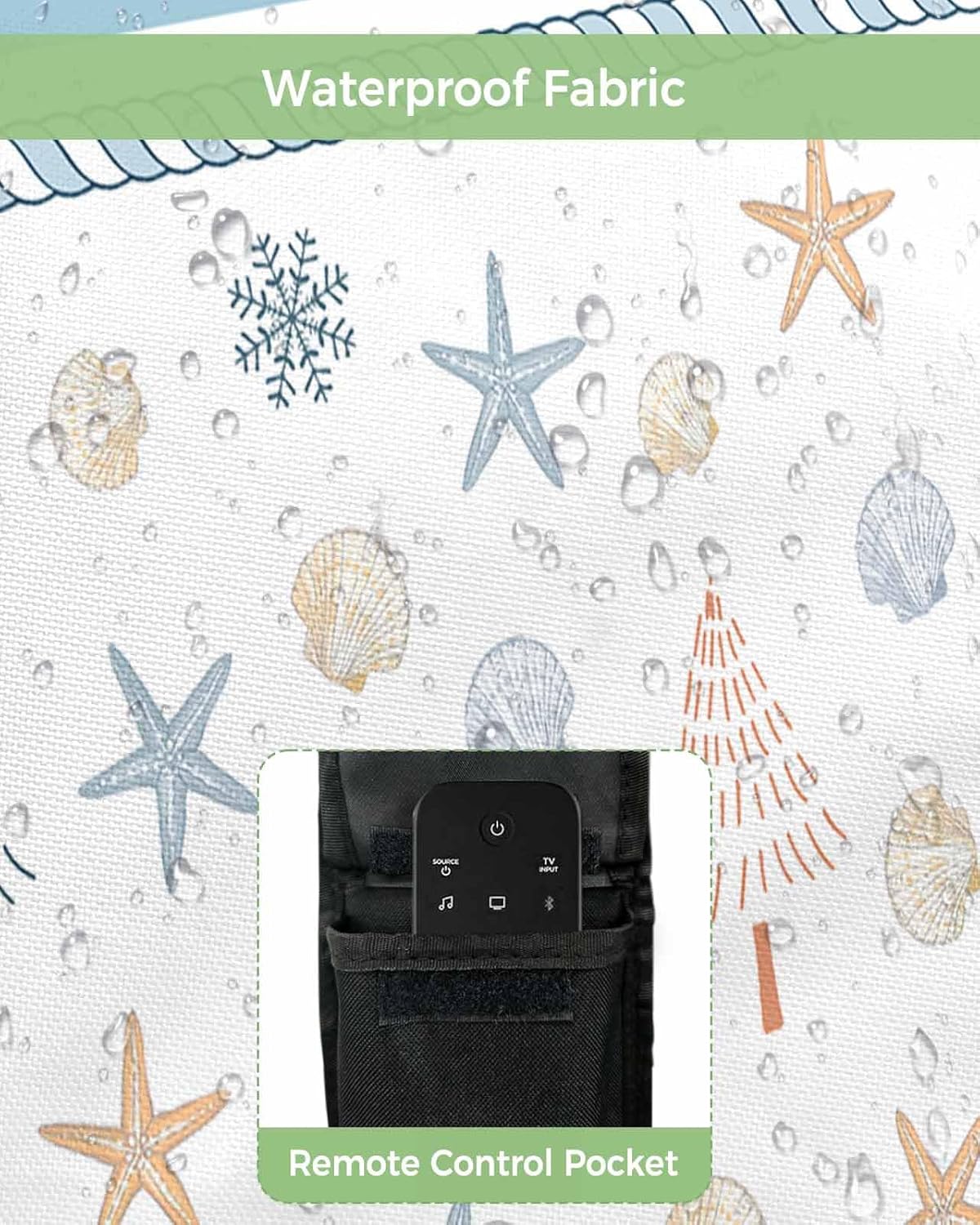 Christmas Stripe Outdoor TV Cover 48"-50" - 600D Waterproof TV Cover Weatherproof TV Screen Protector Dustproof Ocean Xmas Tree Starfish Shell Blue White TV Display Protector for Flat Screen TV