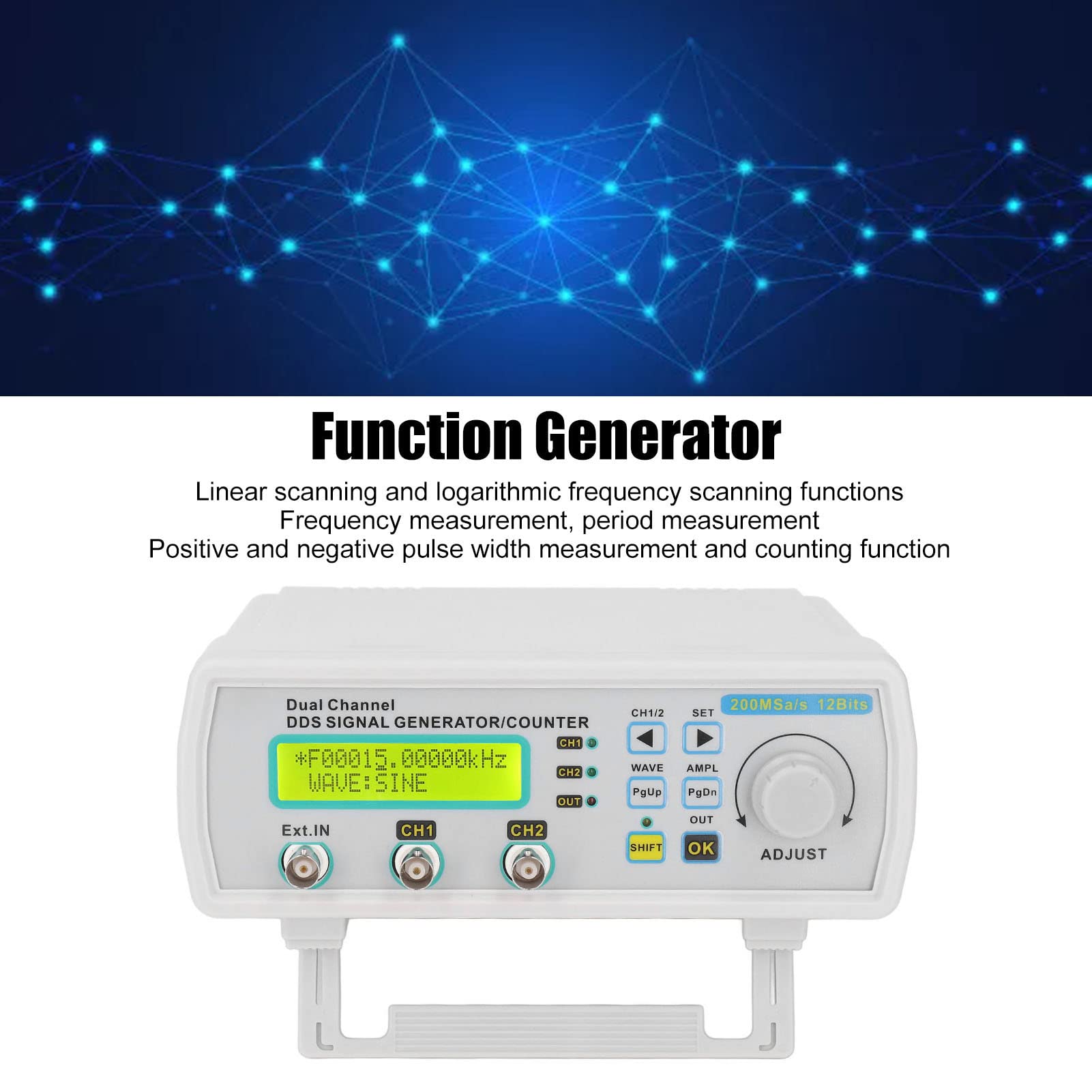 Generador de Señal DDS Actualizado Contador Generador de Función de Forma de Onda Arbitraria de Doble Canal 0-6MHz 200MSA/s